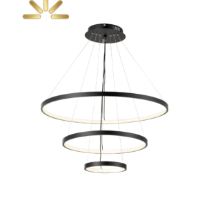 Lustre LED três aneis Preto