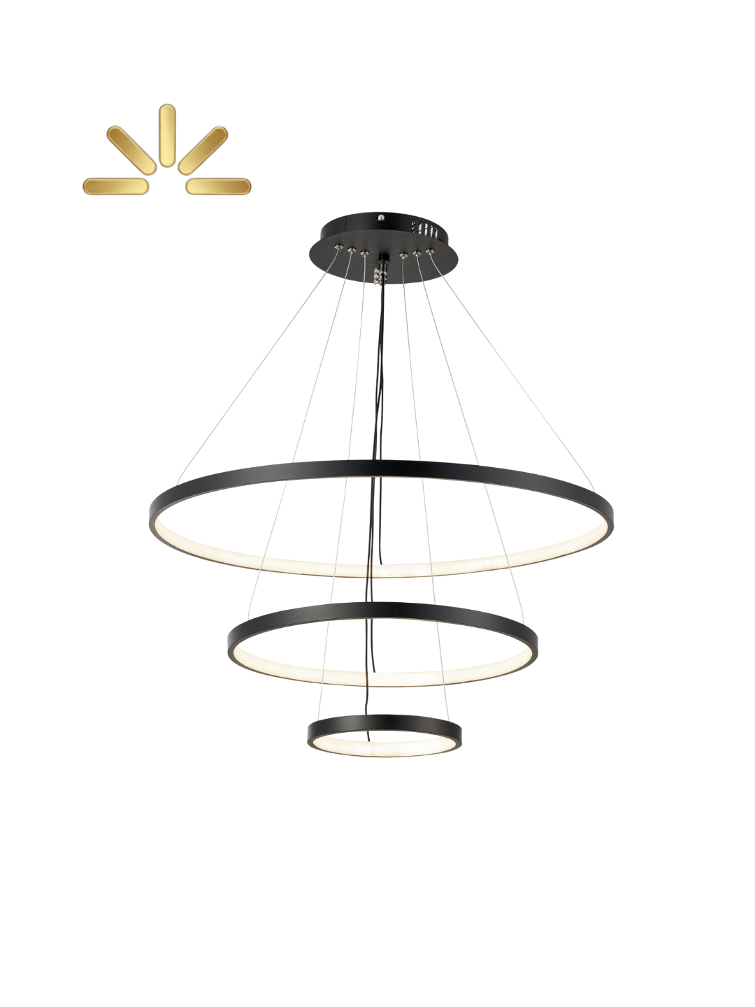 Lustre LED três aneis Preto