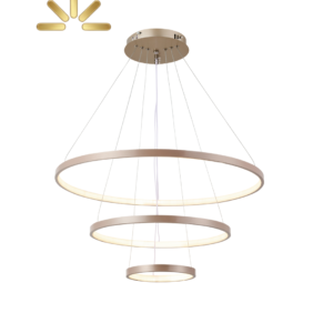 Lustre LED três aneis champagne
