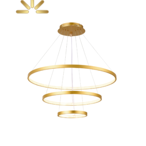 Lustre LED três aneis Dourado