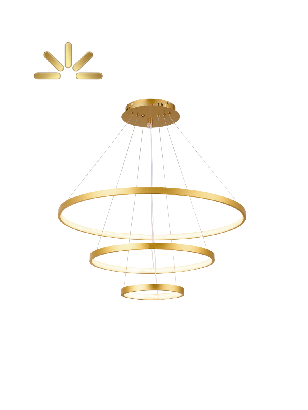 Lustre LED três aneis Dourado